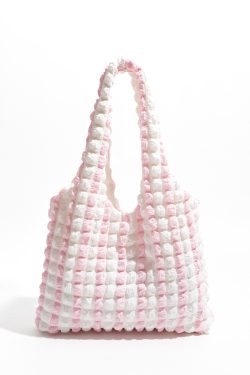 Soft Girl Quilted Striped Handbag