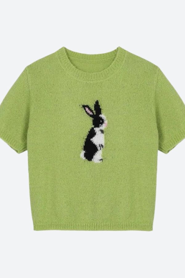 Soft Girl Rabbit Knitted Top