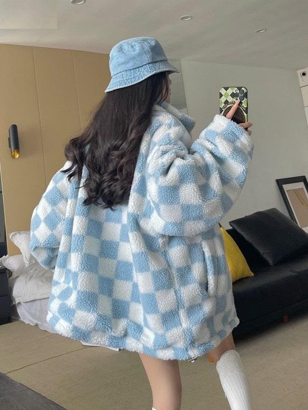 Soft Girl Reversible Checkered Jacket