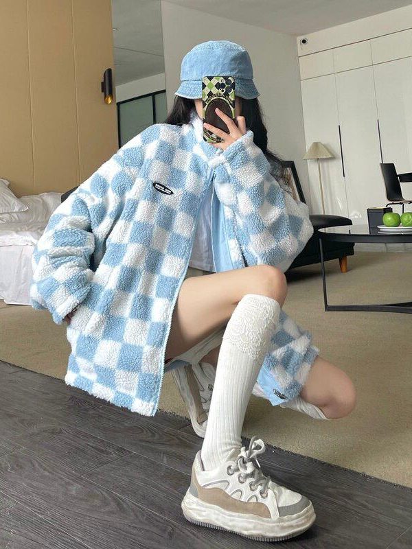 Soft Girl Reversible Checkered Jacket