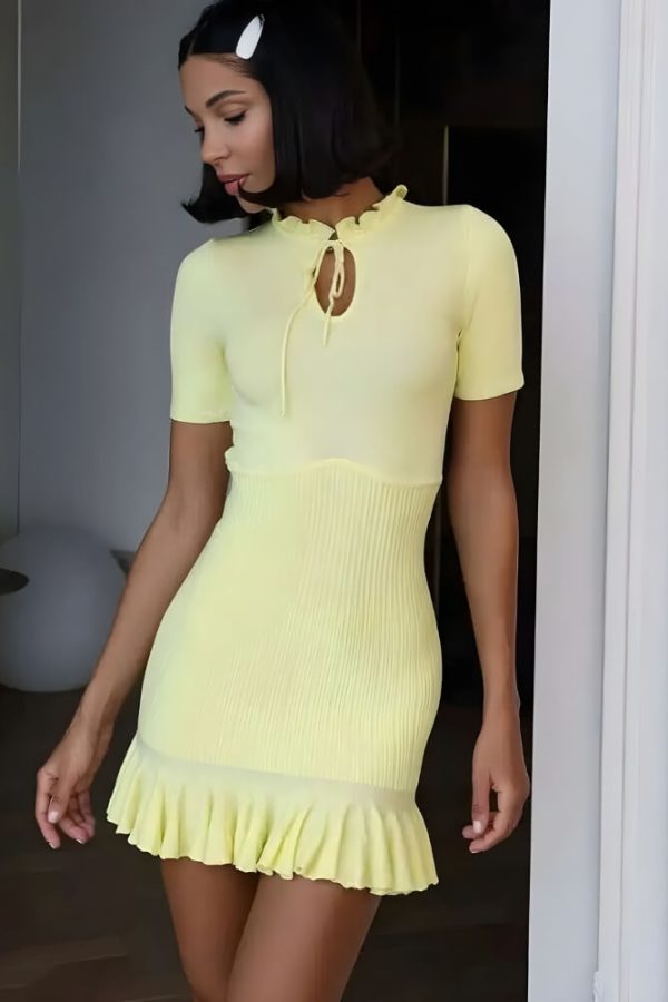 Soft Girl Ribbed Mini Dress