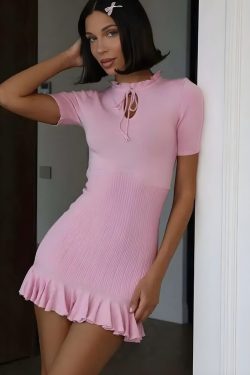 Soft Girl Ribbed Mini Dress
