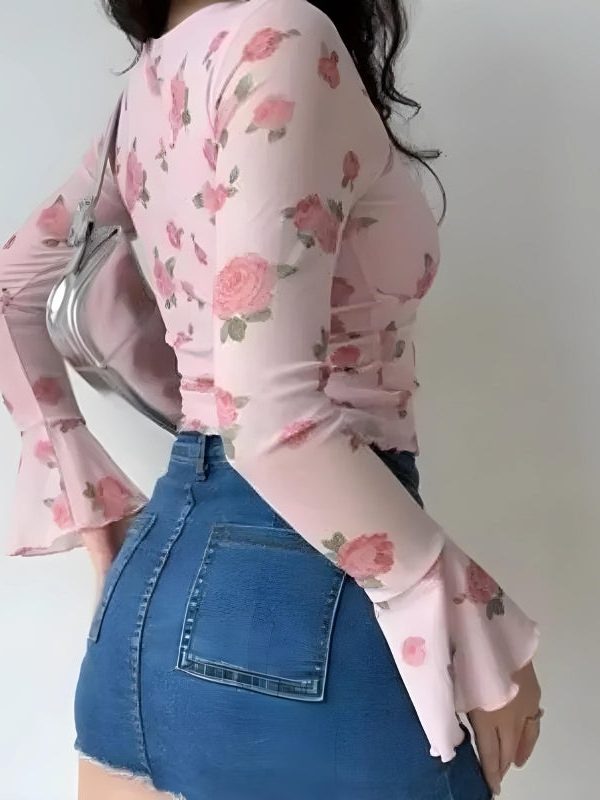 Soft Girl Rose Garden Mesh Top