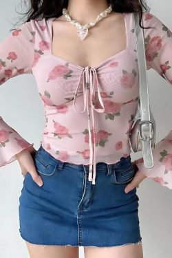 Soft Girl Rose Garden Mesh Top