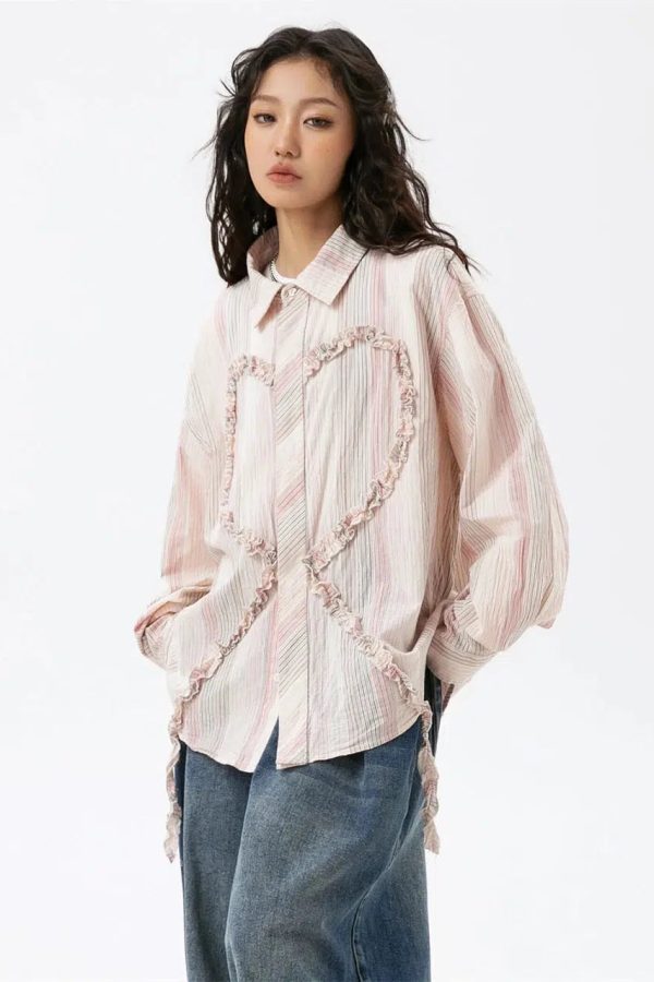 Soft Girl Ruffled Heart Shirt