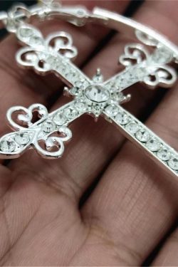 Sparkle Cross Hoop Earrings