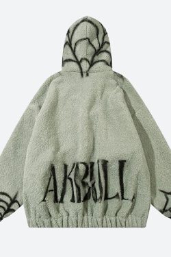 Spider Full Zip-Up Teddy Hoodie Jacket
