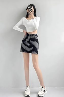 Spray Paint Distressed Mini Skirt