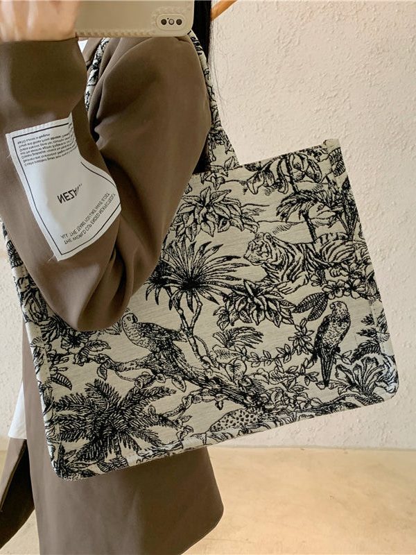 Spring New Jacquard Embroidered Large Capacity Handbag