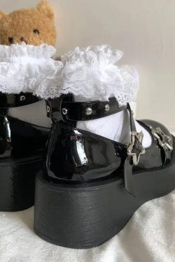 Star Buckled Platform Mary Jane Shoes