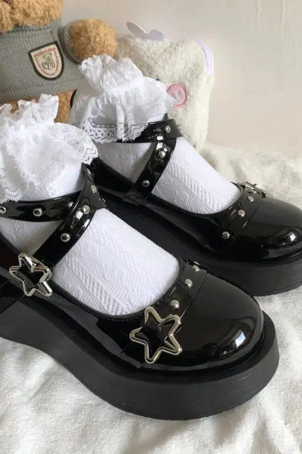 Star Buckled Platform Mary Jane Shoes
