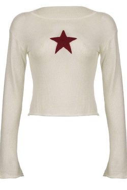 Star Embroidery Knitted Top