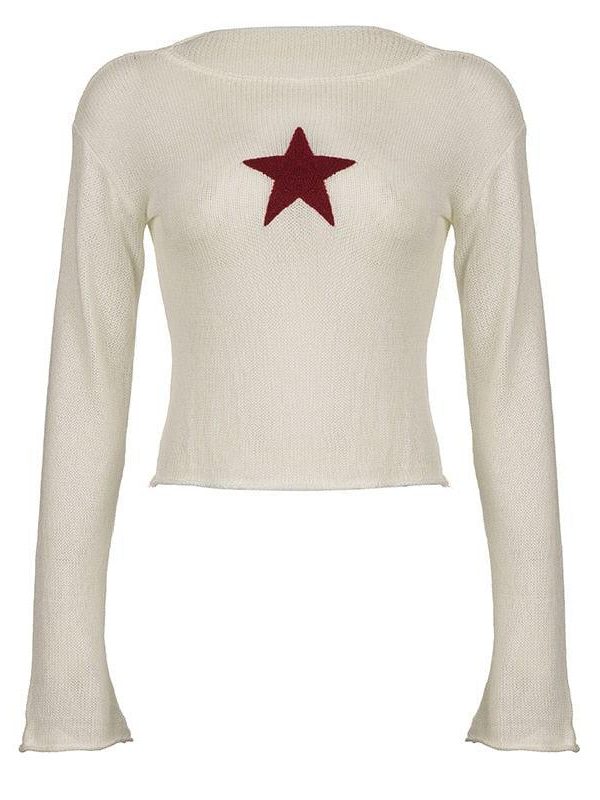 Star Embroidery Knitted Top