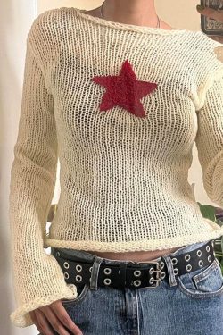 Star Embroidery Knitted Top