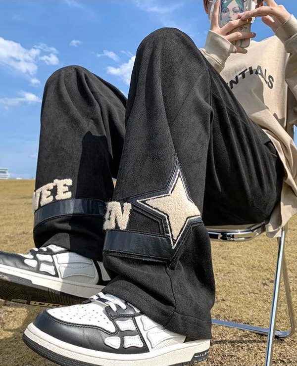 Star Patchwork Wide Leg Sweatpants