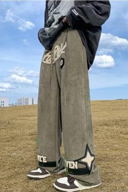 Star Patchwork Wide Leg Sweatpants