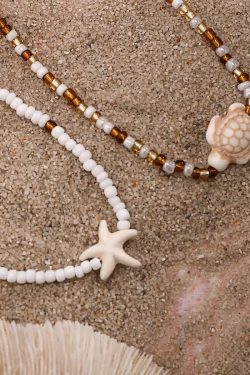 Starfish & Turtle Beaded Two-Pack Necklace Set