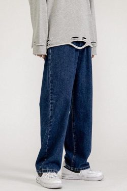Straight Leg Mid Rise Baggy Jeans