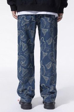 Straight Leg Printed Jeans