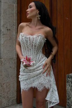 Strapless Lace Mini Dress