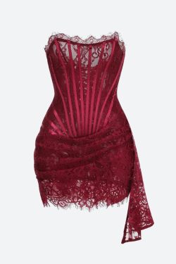 Strapless Lace Mini Dress