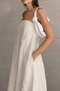 Strapless Linen Midi Dress