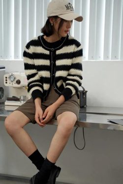 Striped Button Up Cardigan