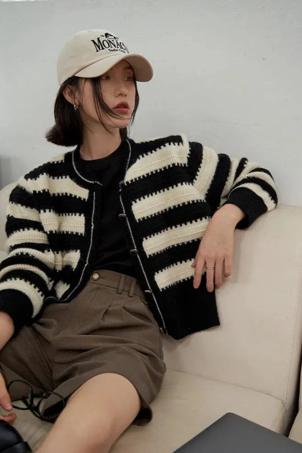 Striped Button Up Cardigan