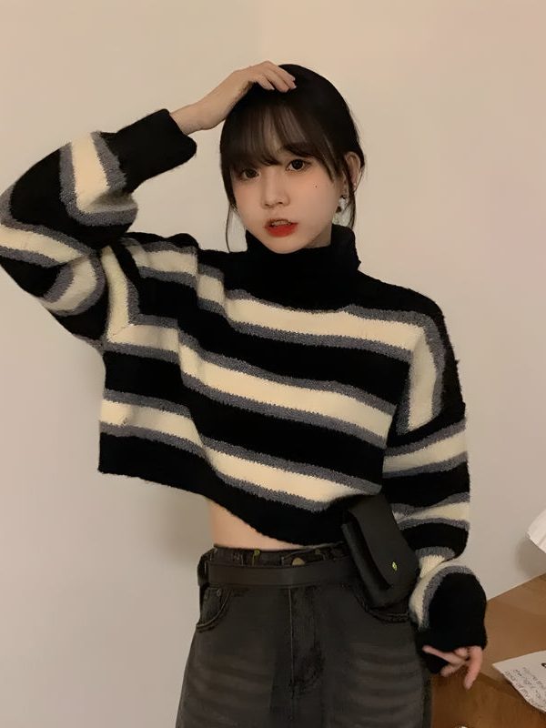 Striped Cropped Sweater