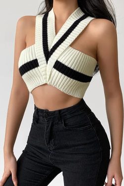 Striped Knitted Crop Top