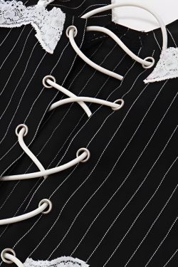 Striped Lace Trim Corset Top