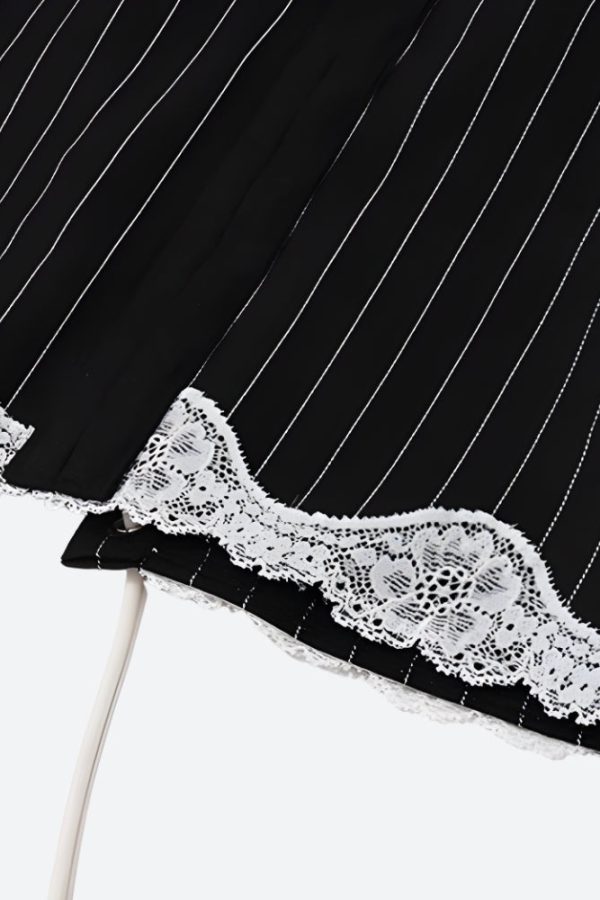 Striped Lace Trim Corset Top