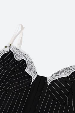 Striped Lace Trim Corset Top