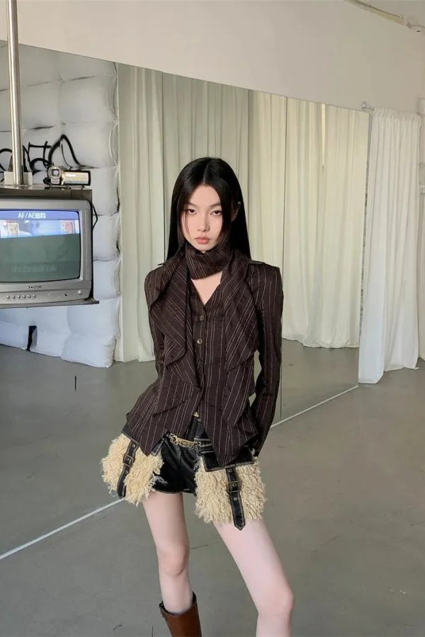 Striped Neck Tie Shirt