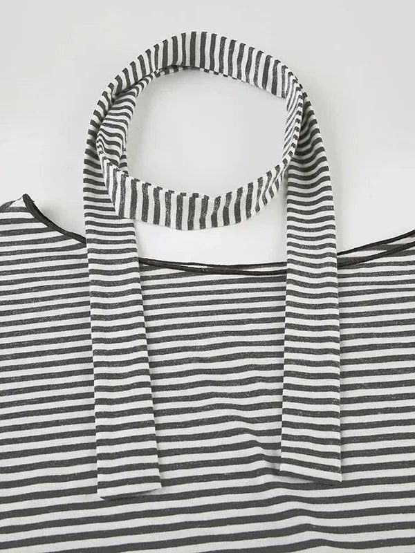 Striped Neck Tie Top