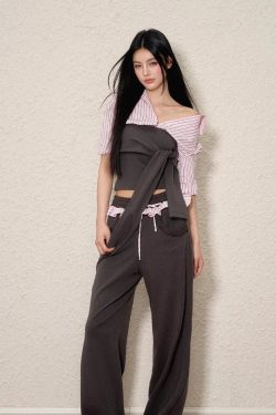 Striped Shirt Tie Top