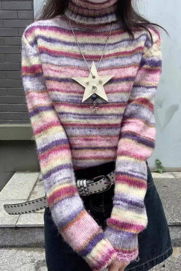 Striped Turtleneck Sweater
