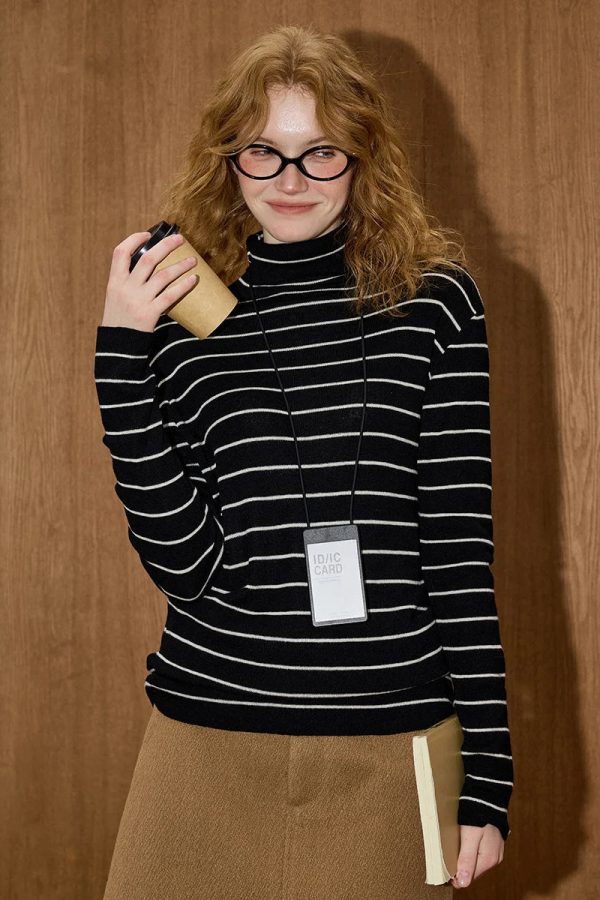 Striped Turtleneck Top