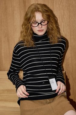 Striped Turtleneck Top