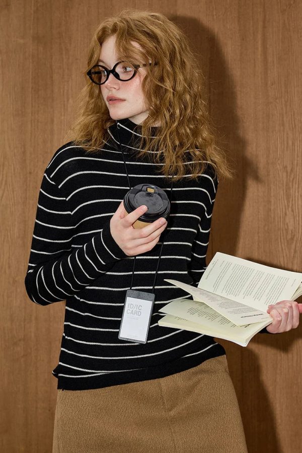 Striped Turtleneck Top