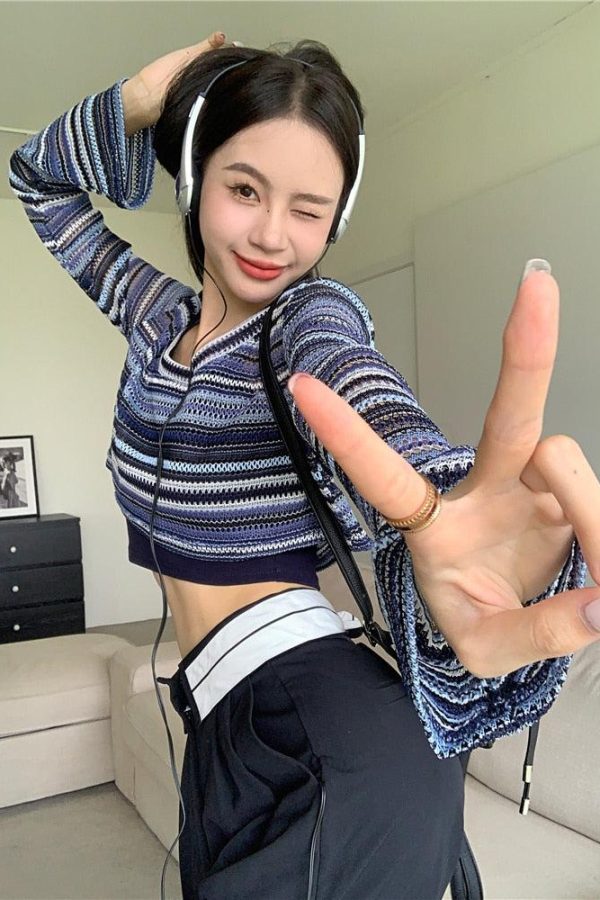 Striped Wide Neck Crop Sweater