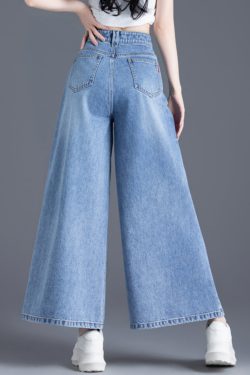 Style Blue Oversized Denim Wide Leg Pants Spring