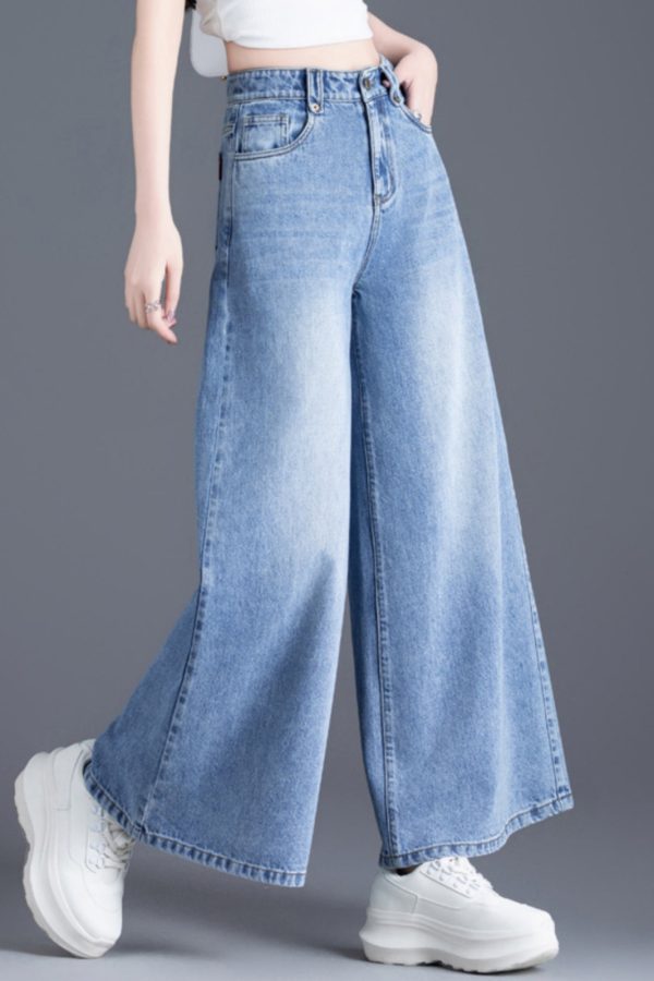 Style Blue Oversized Denim Wide Leg Pants Spring