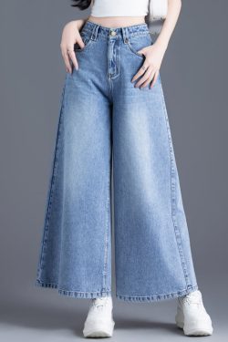 Style Blue Oversized Denim Wide Leg Pants Spring