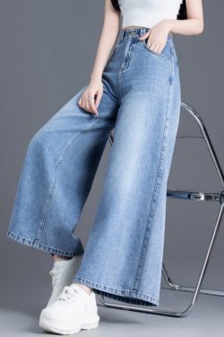 Style Blue Oversized Denim Wide Leg Pants Spring