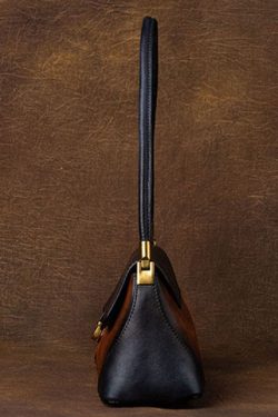 Style Brown Color contrast Paitings Leather Tote Handbag