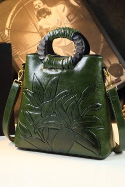 Style Brown Embossed Large Capacity Faux Leather Tote Handbag