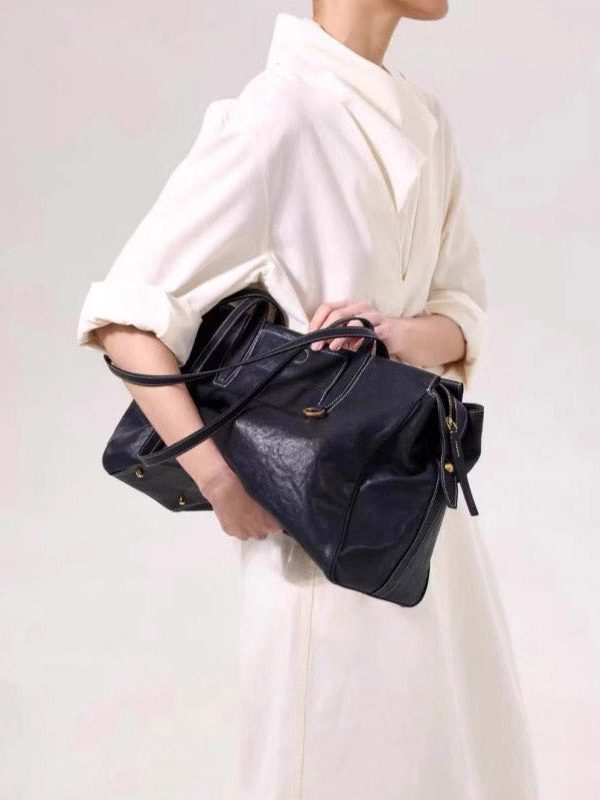 Style Brown Large Capacity Calf Leather Satchel Handbag