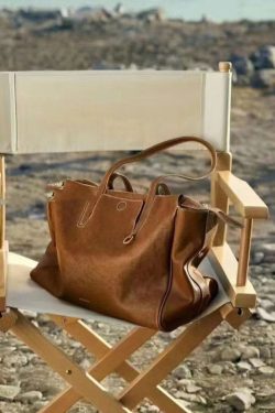 Style Brown Large Capacity Calf Leather Satchel Handbag