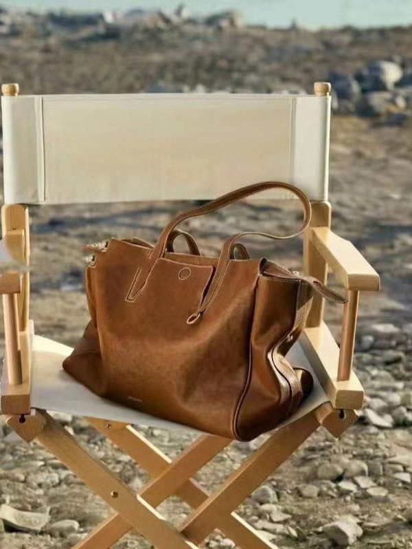 Style Brown Large Capacity Calf Leather Satchel Handbag